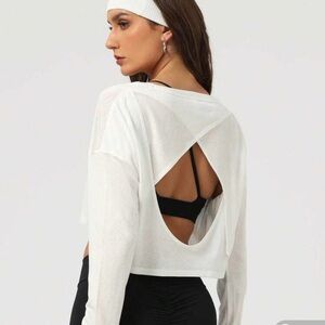 SHEIN White Open-Back Crop Top